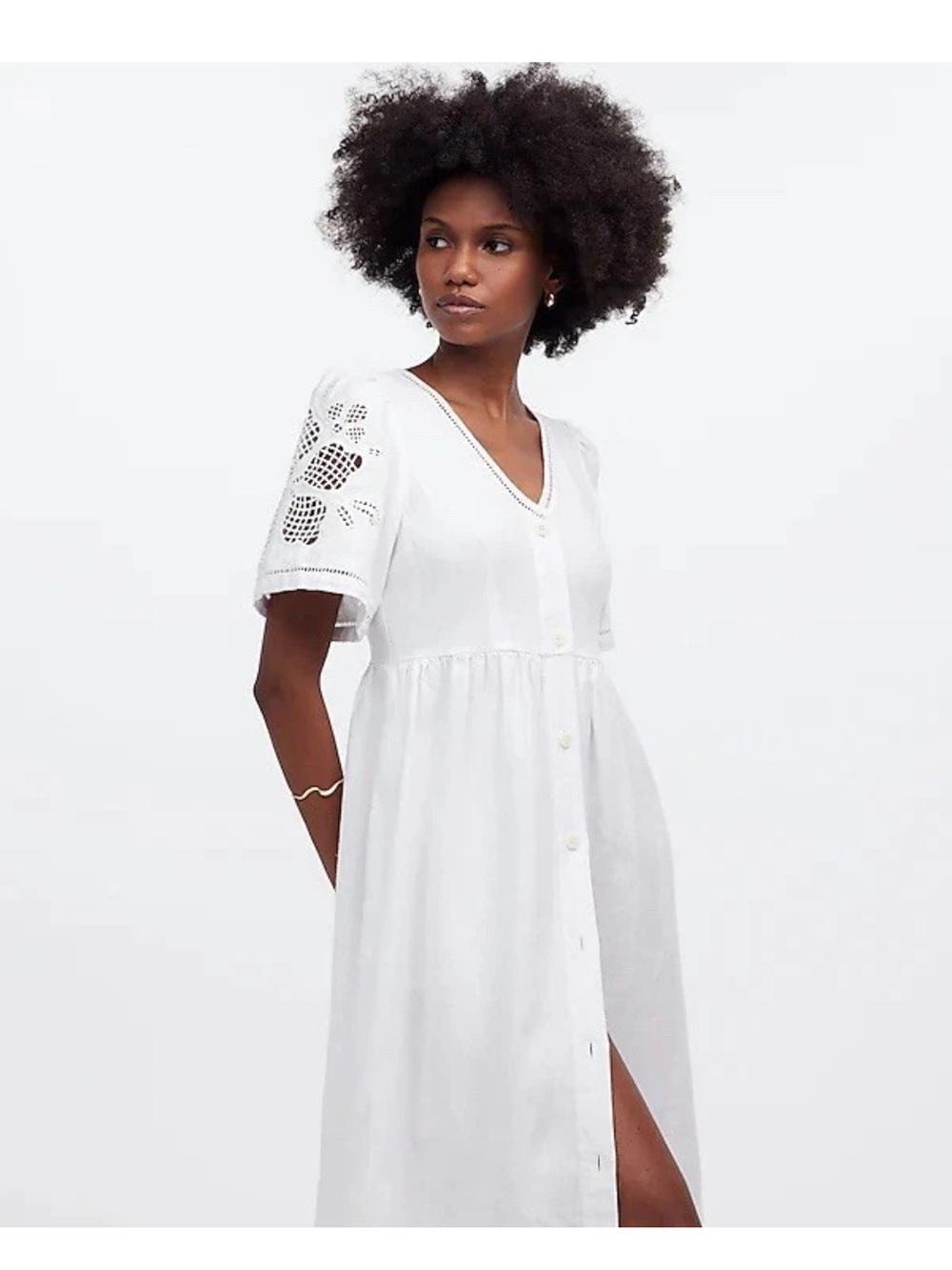 Madewell Cassie Linen midi dress White XL